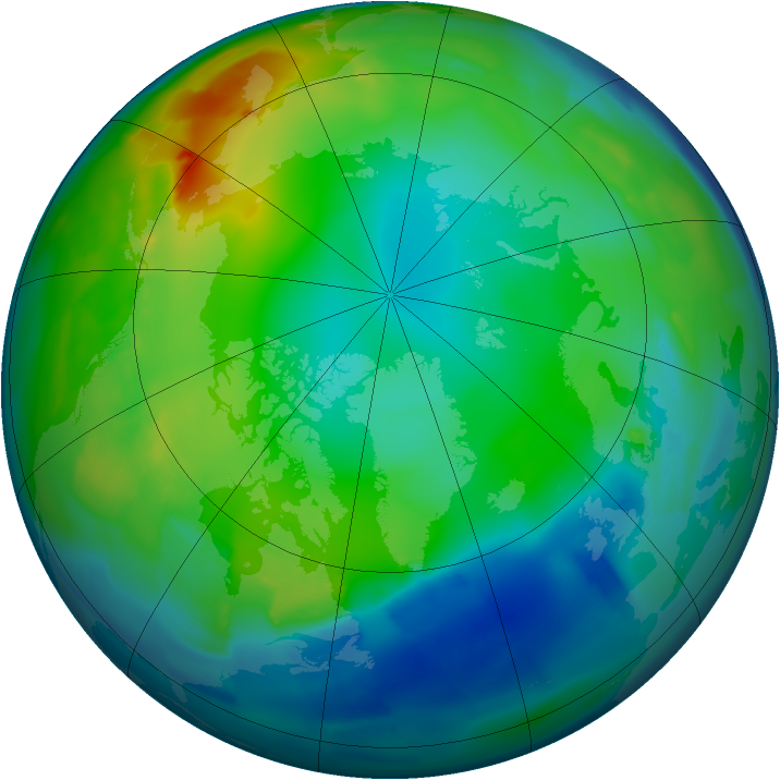 Arctic ozone map for 02 December 2011